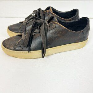 FRYE Men's Size 7.5 D Antique Black Distressed ASTOR LOW LACE Leather Sneaker